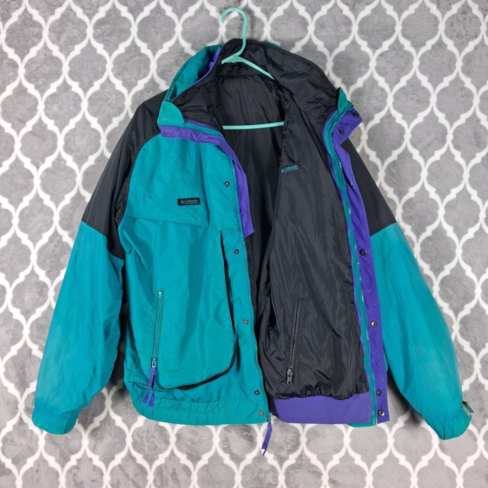 Columbia Powder Keg Jacket Men L Tall Teal Purple 3 In 1 Interchange Coat VTG